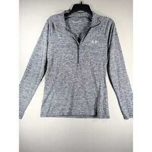 Under Armour Womens HeatGear 1/4 Zip Pullover Grey Space Dye Heather Large